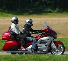 2012 honda gold wing review video motorcycle com, The back half of the Wing is a splendid place to pass the miles Carolyn was so comfortable and secure she actually got in a few naps during the trip