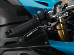 2013 bmw s1000rr hp4 review video motorcycle com, The Competition Package features several desirable upgrades including these trick hinged brake and clutch levers
