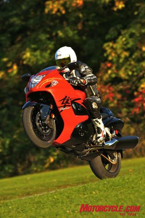 2008 suzuki hayabusa first ride motorcycle com, Suzuki claims a 21 horsepower increase in the new Busa which should yield about 175 ponies at the rear wheel Yee haa