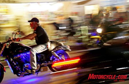 2008 biketoberfest coverage, This biker finds a rare break in traffic on Main Street