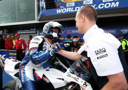 wsbk 2011 phillip island results, Leon Haslam earned his first podium finish with BMW with a third place result in Race One