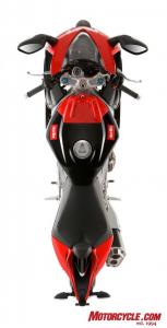 2010 aprilia rsv4 factory review motorcycle com, This image makes plain just how slender the new Aprilia is from nose to tail