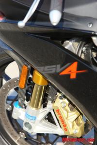 2010 aprilia rsv4 factory review motorcycle com, Brembo and Ohlins a pair of supreme components that help make the RSV4 Factory simply sublime