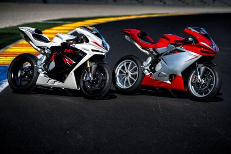 2013 mv agusta f4 and f4 rr review motorcycle com, The MV Agusta F4 right and F4 RR represent the most technologically advanced MVs to date