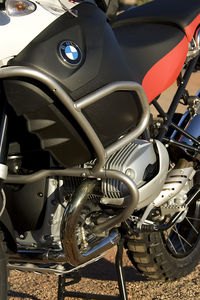 2006 bmw r 1200 gs adventure motorcycle com, One of the many upgrades on the Adventure are the tank engine valve cover crash guards