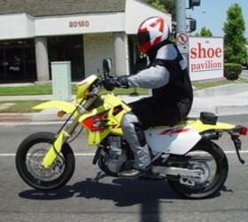 2005 suzuki drz 400 sm motorcycle com, New shoes were the last thing on Sean s mind while playing hooligan on the streets of L A