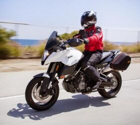 2012 ktm 990 sm t review motorcycle com, The KTM is capable of traveling far distances in comfort thanks to its broad seat upright ergonomics and saddlebags