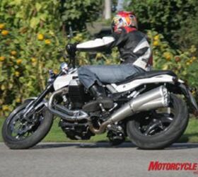 2008 moto guzzi griso 8v motorcycle com, A notable style upgrade to the Griso is the new figure 8 style exhaust system