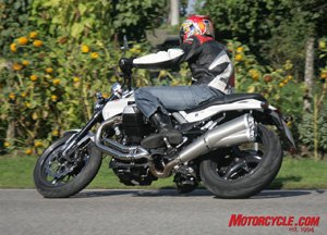 2008 moto guzzi griso 8v motorcycle com, A notable style upgrade to the Griso is the new figure 8 style exhaust system