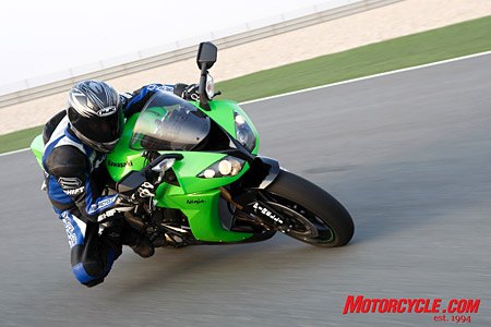 2008 kawasaki zx 10r review motorcycle com, The Ninja has been trimmed down in size for 2008 making the diminutive Duke almost appear man like
