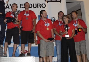 team u s a on the podium at isde, The third overall U S Trophy Team from left with medals Ricky Dietrich Destry Abbott Jimmy Jarrett rear Nathan Woods Nathan Kanney and Kurt Caseli