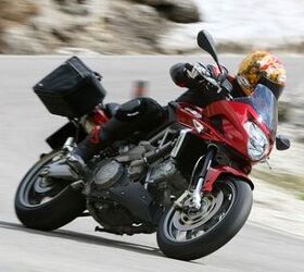 2009 aprilia shiver 750 gt abs review motorcycle com, The higher up we climbed the more subdued the engine became