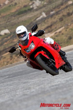 2008 kawasaki ninja 250r review motorcycle com, The quarter liter Ninja turns quickly and with seemingly little effort making it loads of fun through tight twisty canyons