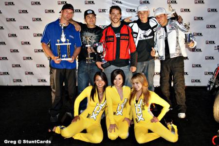 2008 xdl sportbike freestyle championship round 6 long beach, Individual Freestyle podium from left to right Bill Dixon 2nd Alex Flores 4th Nick Brocha 1st Ernie Vigil 3rd Dan Jackson 5th