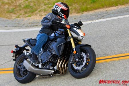 2011 honda cb1000r review motorcycle com, While it doesn t make nearly as much power as the CBR1000RR it was sourced from the retuned mill provides plenty of grunt for street riding