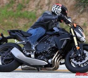2011 honda cb1000r review motorcycle com, We re impressed by the Honda s supremely agile handling which is at least partly due to the 180 55 17 rear tire Note also the single sided swingarm