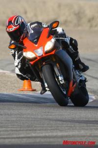 2010 literbike shootout aprilia rsv4 factory vs ducati 1198s vs ktm rc8r , The Factory s compact overall design makes for a bike that s comparatively easy to hustle around a racetrack