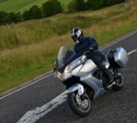 2013 triumph trophy se review motorcycle com, The new Trophy SE visually resembles the BMW R1200RT but it one ups the Beemer by including electronic suspension as standard equipment