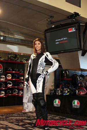 2011 dainese agv usa collection preview, Tattoo Lady perforated suit for summer and Pro Carbon Lady gloves plus Torque Pro In boots