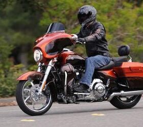 2012 harley davidson cvo models review motorcycle com, The 2012 CVO Street Glide in the Hot Citrus color scheme