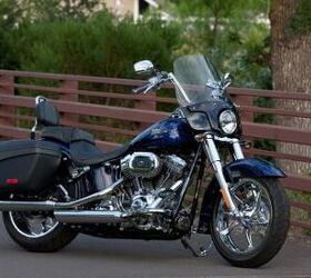 2012 harley davidson cvo models review motorcycle com, The 2012 Convertible Softail in Abyss Blue with Catacomb Graphics The Convertible is the only model other than the Electra Glide to get the Zumo 660 GPS