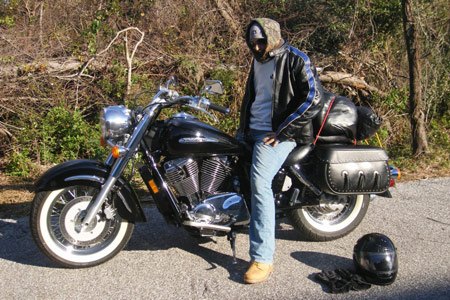 the big chill, Fearing frostbite and possible identification by the IRS the author s buddy stays bundled up during his first big riding adventure