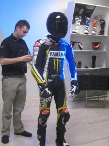 2010 alpinestars electronic airbag technology, Here is the Alpinestars electric airbag technology installed into one of its race suits just prior to being fired off via a computer in front of the moto press