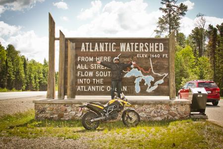 ride the wild side in northwest ontario, Watershed sign on Highway 11