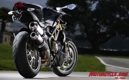 2009 ducati streetfighter review motorcycle com, The S version of the Streetfighter is upgraded with Ohlins suspension special wheels and carbon fiber bits Unseen is the S s traction control system