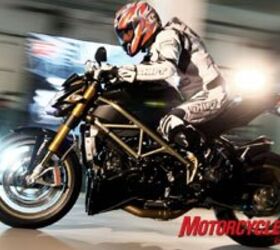2009 ducati streetfighter review motorcycle com, The Streetfighter s riding position is decidedly sporty yet fairly accommodating