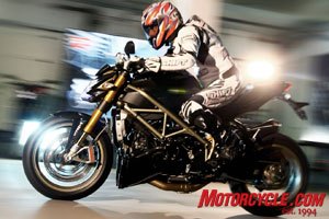 2009 ducati streetfighter review motorcycle com, The Streetfighter s riding position is decidedly sporty yet fairly accommodating