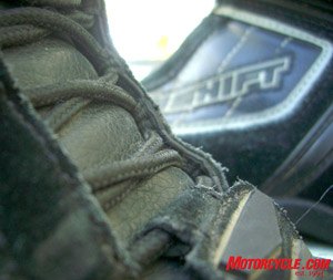 shift fuel street shoe review, Nylon eyelets tucked safely under a bed of leather