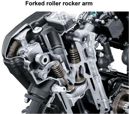 2011 honda cbr250r tech review motorcycle com, Honda s patented forked roller rocker arms are a first for a DOHC single cylinder motorcycle engine