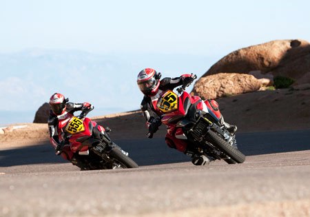 2010 pikes peak results, Alexander Smith 55 and Greg Tracy 555 ride the Ducati Multistrada 1200 in the 2010 Pikes Peak International Hill Climb
