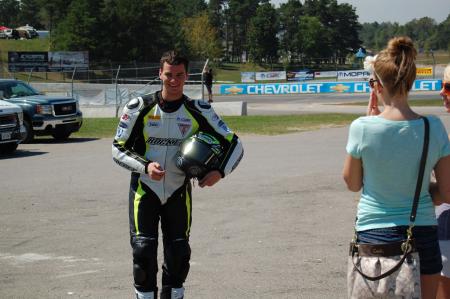motorcycle beginner year 2 up close with canadian superbike racing, Christie also won the Sportsbike title in 2011 but the big grin on his face shows he s just as happy to win his second title