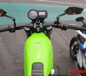 2010 brammo enertia review motorcycle com, The instrument cluster is Brammo specific and delivers all sorts of useful data