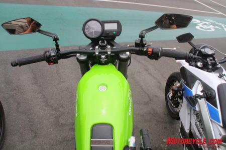 2010 brammo enertia review motorcycle com, The instrument cluster is Brammo specific and delivers all sorts of useful data