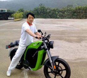 2010 brammo enertia review motorcycle com, When he s not baffling his foes with his martial arts antics Jackie Chan is one of Brammo s latest big name fans Photo courtesy of Brammo