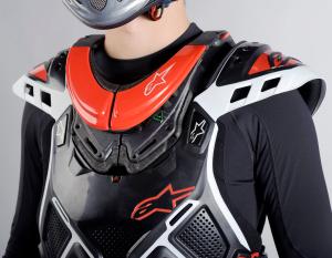 alpinestars fall 2010 collection, Here we can see the Bionic Neck Support 289 95 529 95 in red is integrated with the A 10 chest protector