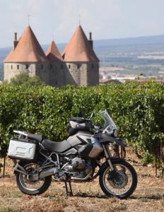 touring the south of france on a bmw r1200gs, The ramparts of Carcassone and the BMW R1200 GS