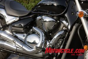 2009 suzuki boulevard m90 review motorcycle com, The M90 s power source is a 90ci 1462cc liquid cooled fuel injected 8 valve 54 degree V Twin Though the same displacement as the Boulevard C90 this engine is designed with a nod to the big M109R