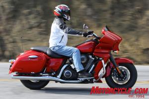 2011 kawasaki vulcan 1700 vaquero vs 2011 harley davidson road glide custom , The Vaq s handlebar is pulled back further for a fairly relaxed riding position yet steering input wasn t negatively affected