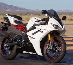 2011 triumph daytona 675r review first ride motorcycle com, The 2011 Triumph Daytona 675R Can Ohlins suspension and Brembo brakes make one of our favorites that much better