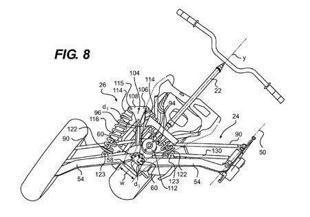 brp developing tilting can am spyder, Patent application documents show a tilting mechanism for a three wheeler