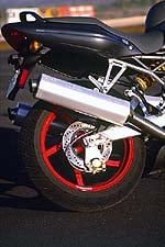church of mo buell vs ducati why not, The Ducati features a nice Ohlins shock working without linkage and a new 40 percent stiffer swingarm