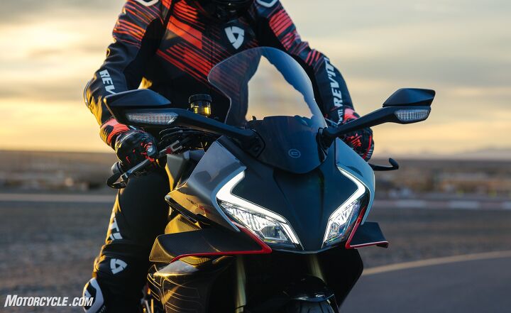 2023 cfmoto 450ss announced for us market, LED lighting all around and functional wings A reasonable 31 in seat height should combine with the claimed 370 lb curb weight to make this a confidence inspiring mount