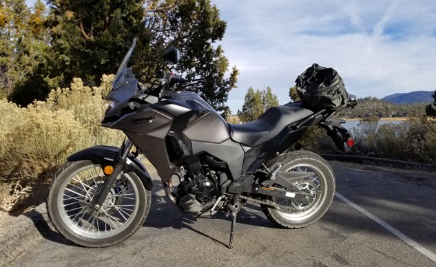 2017 lightweight adv shootout, We were thankful for the large rack on the Kawasaki and when coupled with the passenger seat the Versys has by far the most space for cargo
