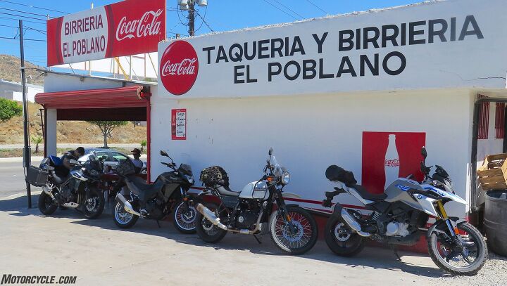 three amigos 300cc adv bike comparison bmw g 310 gs vs kawasaki versys x 300 vs, There s always time for a taco after you cross the border