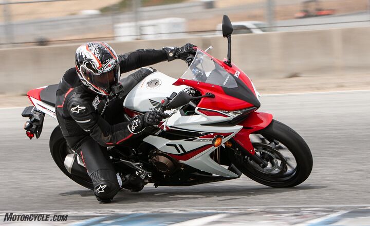 2018 lightweight sportbikes shootout, The poor Honda made it known quickly that track duty wasn t its thing It s a lovable motorcycle but on track anyway it s the one we d relegate to the friend zone Not the one we d want to shack up with