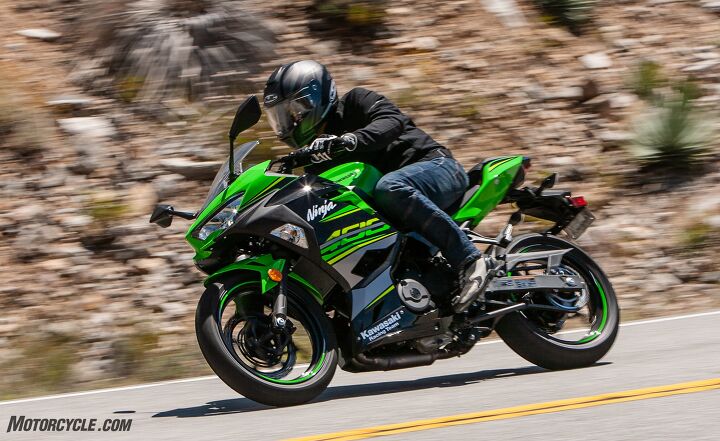 2018 lightweight sportbikes shootout, Other than bars angled a smidge too far inward pegs a smidge too high and a passenger seat a smidge too close to the pilot the Ninja 400 is hard to fault on the street